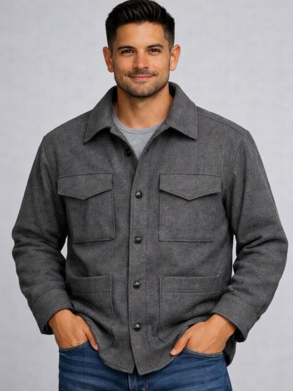 Banana Republic Charcoal Gray Wool Blend Shirt Jacket Size Small